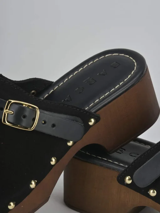 Sabot tacco 4cm camoscio nero