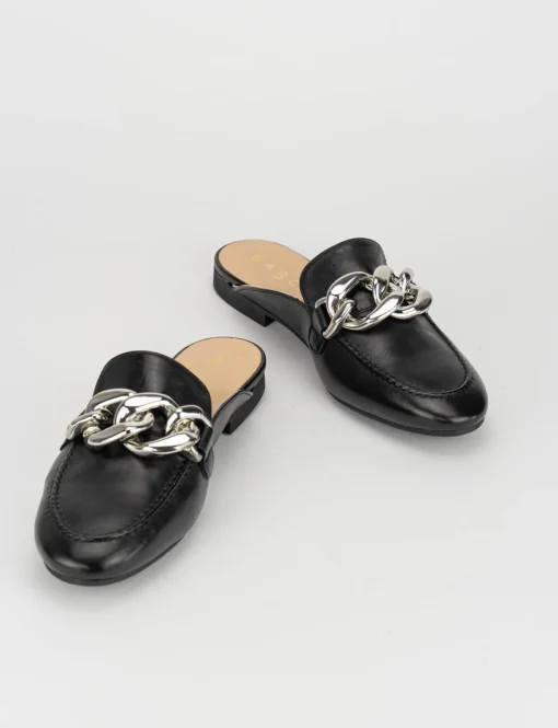 Sabot tacco1 cm nero pelle