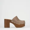 Sabot tacco 6cm pelle beige