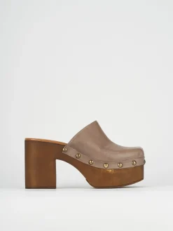 Sabot tacco 6cm pelle beige