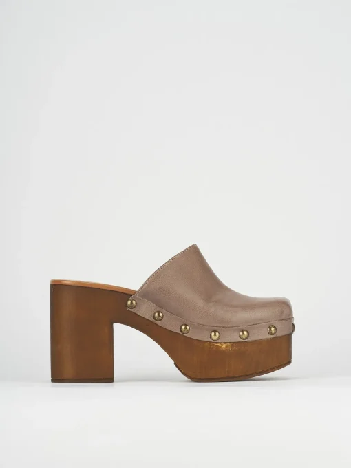 Sabot tacco 6cm pelle beige