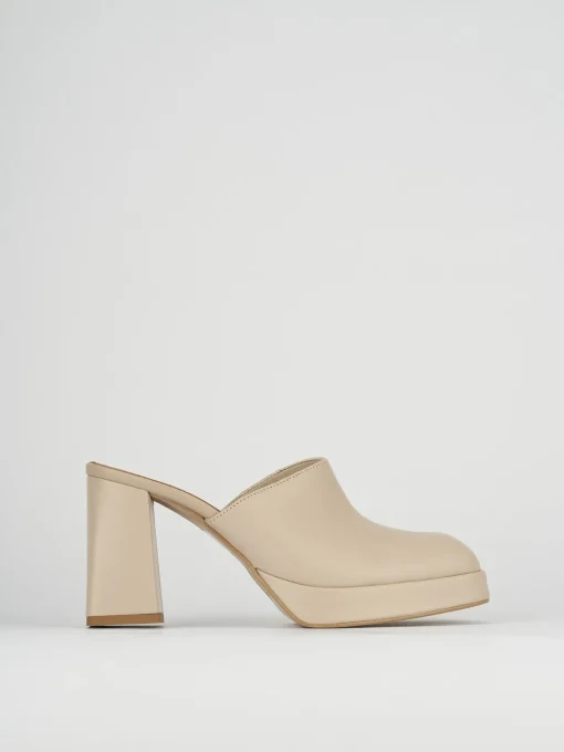Sabot tacco 9cm pelle beige
