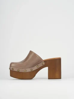 Sabot tacco 6cm pelle beige
