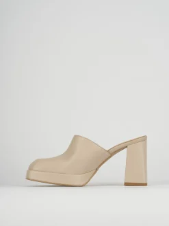 Sabot tacco 9cm pelle beige