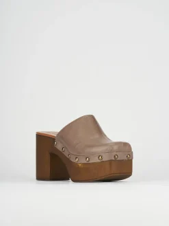 Sabot tacco 6cm pelle beige