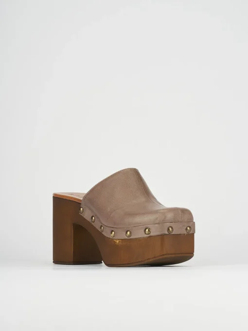 Sabot tacco 6cm pelle beige