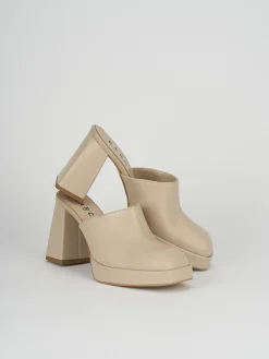 Sabot tacco 9cm pelle beige