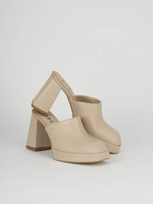 Sabot tacco 9cm pelle beige