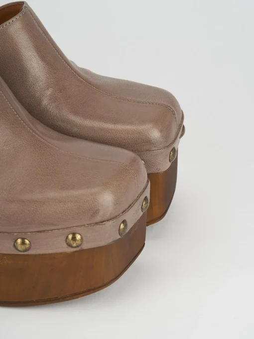 Sabot tacco 6cm pelle beige