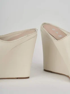Sabot tacco 9cm pelle bianco