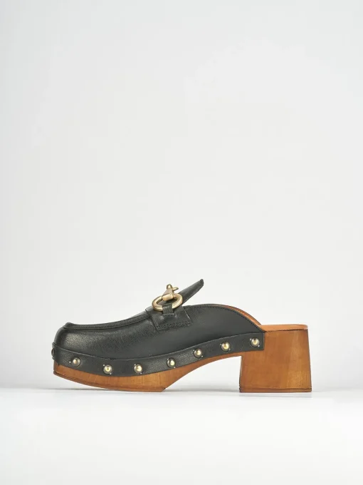 Sabot tacco 5cm pelle nero