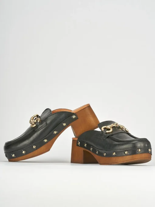 Sabot tacco 5cm pelle nero