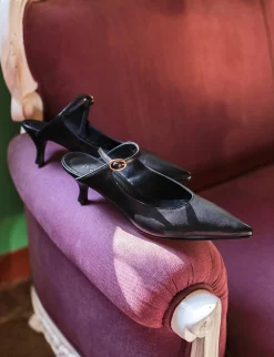 Sabot tacco 5cm pelle nero