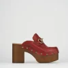 Sabot tacco 8cm pelle rosso