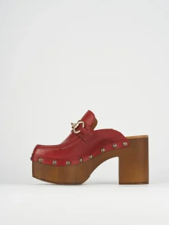 Sabot tacco 8cm pelle rosso