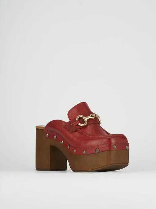 Sabot tacco 8cm pelle rosso