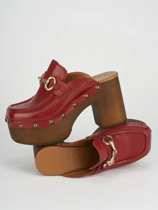 Sabot tacco 8cm pelle rosso