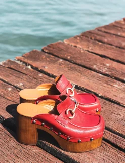 Sabot tacco 8cm pelle rosso