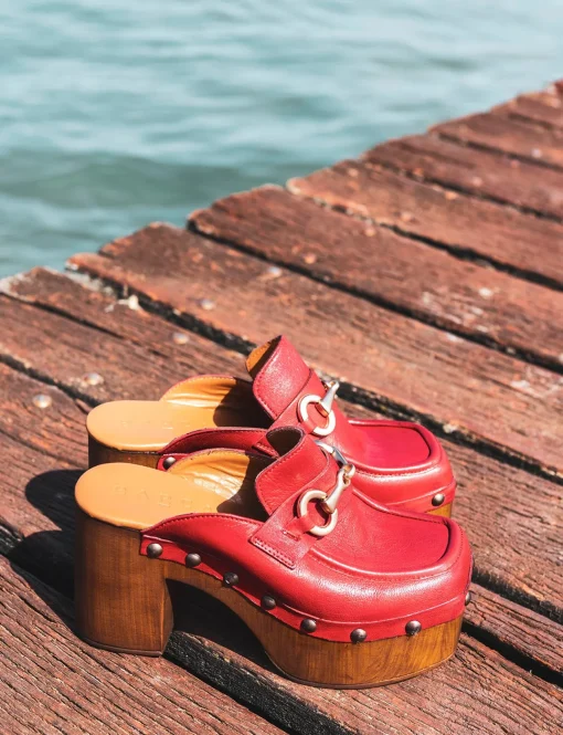 Sabot tacco 8cm pelle rosso