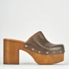 Sabot tacco 6cm pelle testa