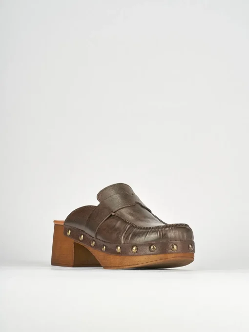 Sabot tacco 5cm pelle testa
