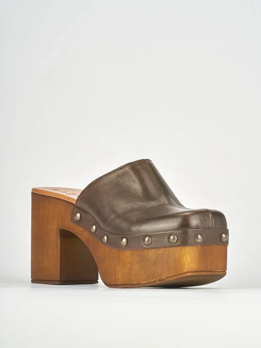 Sabot tacco 6cm pelle testa
