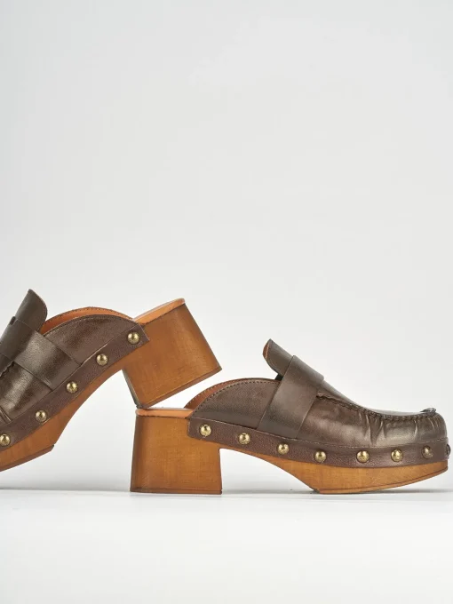Sabot tacco 5cm pelle testa
