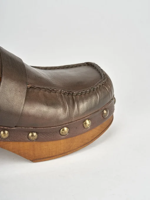 Sabot tacco 5cm pelle testa