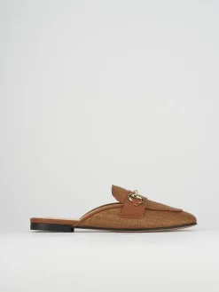 Sabot tacco 1cm tessuto marrone