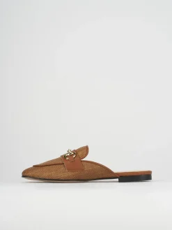 Sabot tacco 1cm tessuto marrone