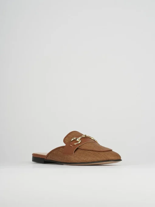 Sabot tacco 1cm tessuto marrone