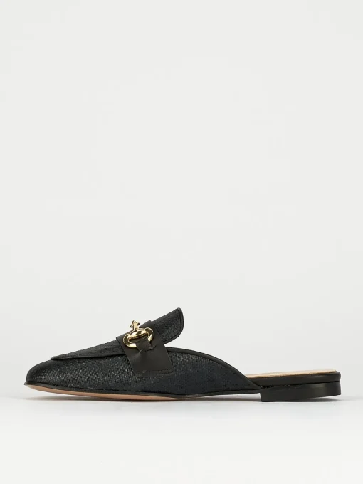 Sabot tacco 1cm tessuto nero