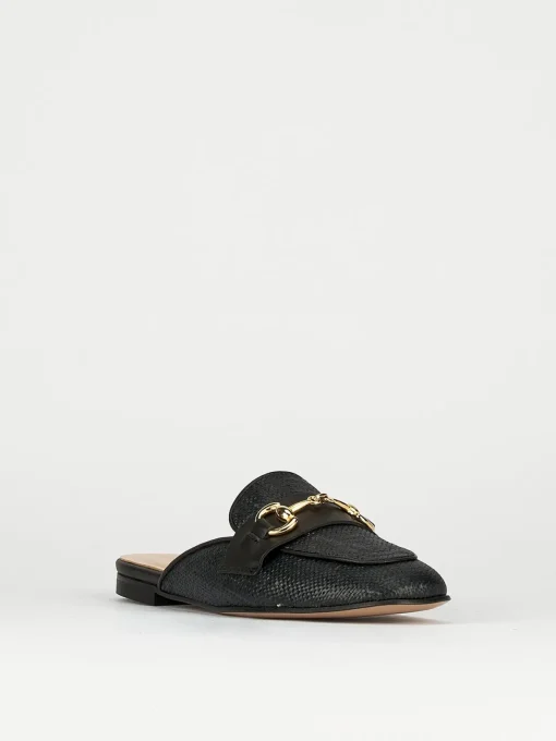Sabot tacco 1cm tessuto nero