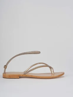 Sandali infradito tacco 1 cm oro pelle