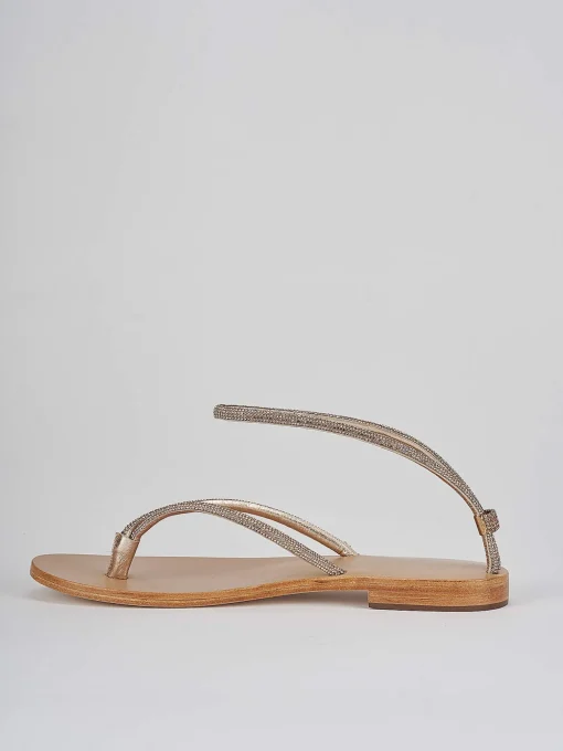 Sandali infradito tacco 1 cm oro pelle