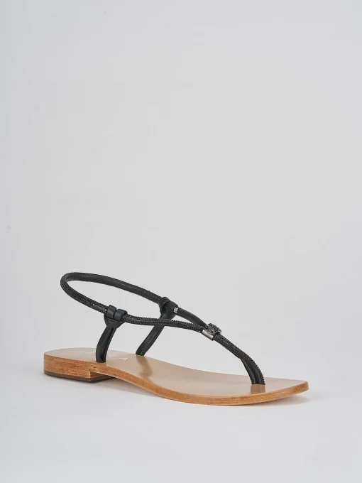 Sandali infradito tacco 1 cm nero pelle