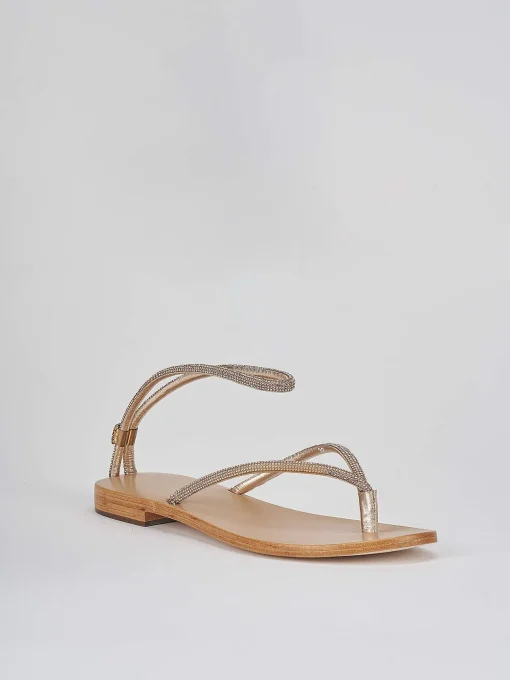 Sandali infradito tacco 1 cm oro pelle