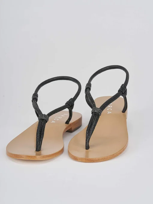 Sandali infradito tacco 1 cm nero pelle