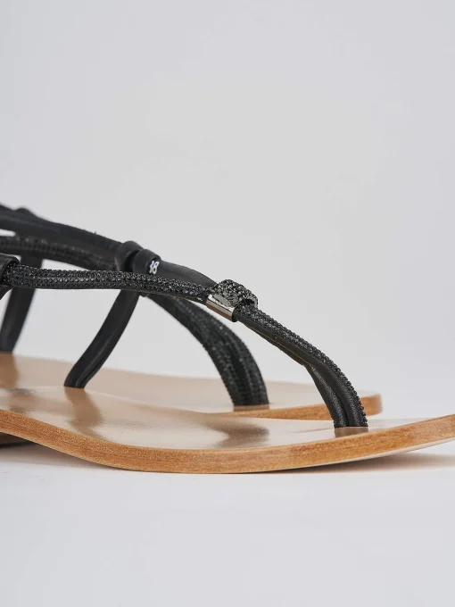 Sandali infradito tacco 1 cm nero pelle