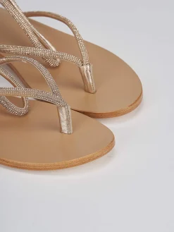 Sandali infradito tacco 1 cm oro pelle