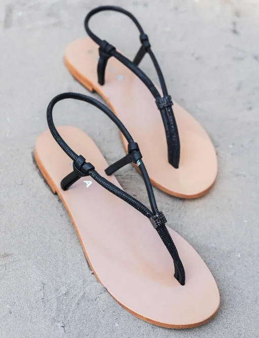 Sandali infradito tacco 1 cm nero pelle