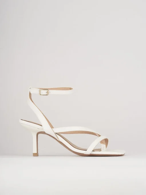 Sandali tacco 5 cm bianco pelle