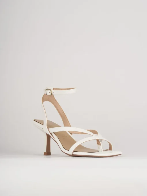 Sandali tacco 5 cm bianco pelle