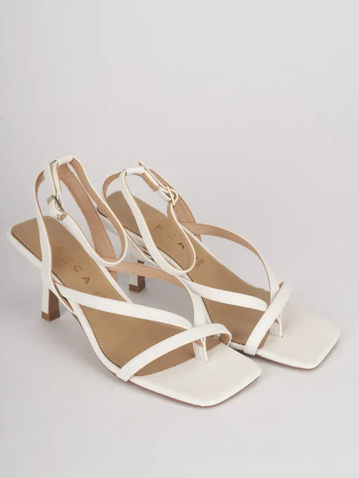 Sandali tacco 5 cm bianco pelle