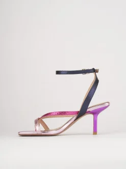 Sandali tacco 5 cm multicolor pelle