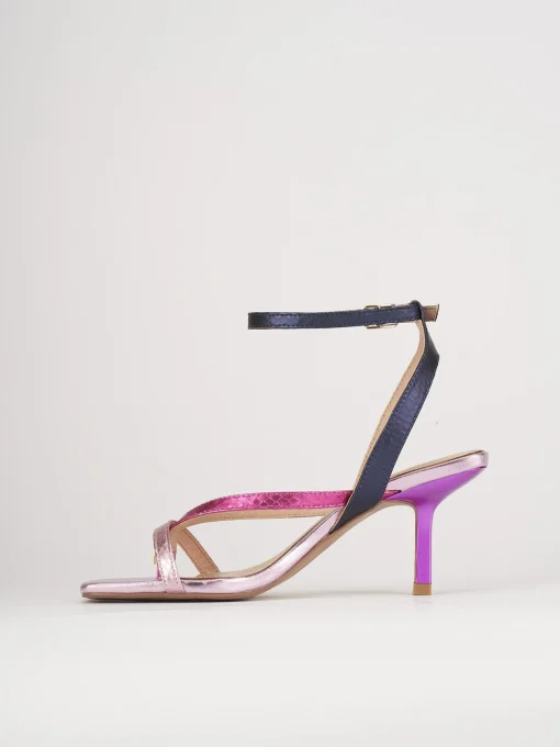 Sandali tacco 5 cm multicolor pelle