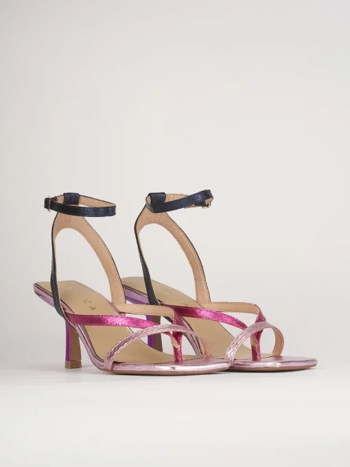 Sandali tacco 5 cm multicolor pelle