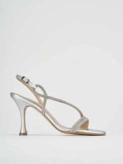 Sandali tacco 9 cm argento pelle