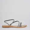 Sandali tacco 1 cm argento pelle