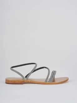 Sandali tacco 1 cm argento pelle